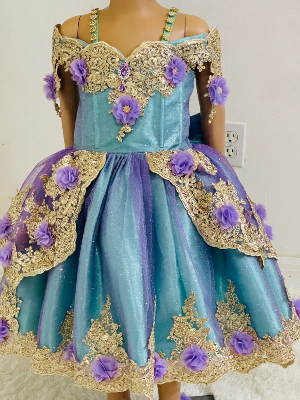 Girls Mermaid Inspired 2-in-1 Princess Dress with Adjustable Corset and Removabl - Picture 9 of 11
